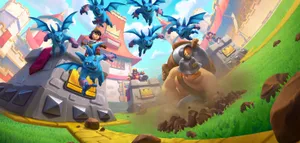 Wallpaper Of Minions And The Mighty Miner From The Clash Royale Phone Game Wallpaper