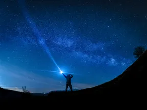Wallpaper Starry Sky, Man, Stars, Night, Shine Wallpaper