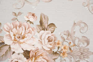 Wallpaper With Flowers And Scrolls Wallpaper