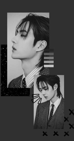 Wang Yibo Monochrome Collage Wallpaper