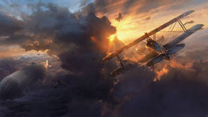 War Planes Flying In Battlefield Wallpaper