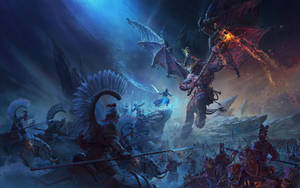 Warhammer Total War Iii Katarin Versus Bloodthirster Wallpaper