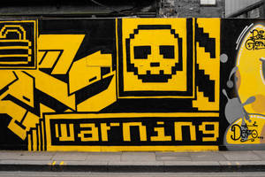 Warning Sign Pixel Art Wallpaper