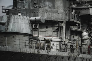Warship With Worn-out Paint Wallpaper