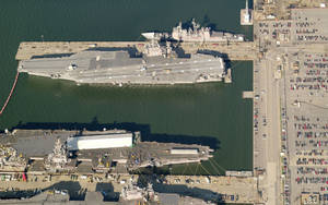 Warships Docked In Port Wallpaper