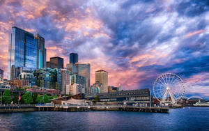 Washington Seattle Bay Sunset Wallpaper