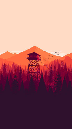 Watch Tower In Forest Indie Phone Wallpaper