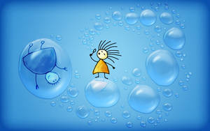 Water Bubble Cartoon Cute Laptop Wallpaper