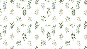 Watercolor Leaves Patterns Green And White Aesthetic Wallpaper