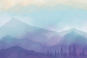 Watercolor Mountains And Trees Background Wallpaper