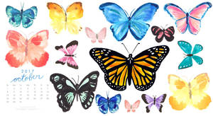 Watercolor October Butterflies Wallpaper