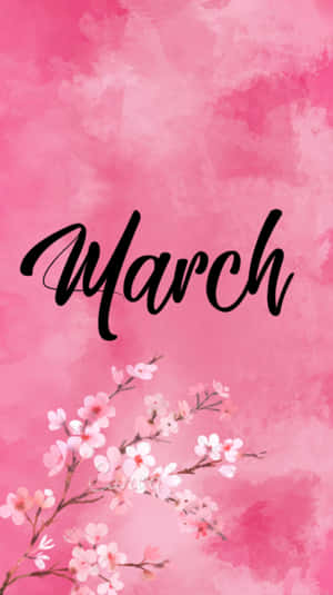 Watercolor Pink Cute March Wallpaper