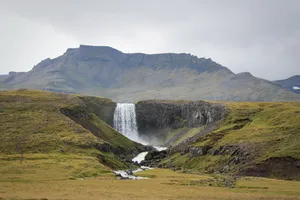 Waterfall In A Hill Nature Scenery Wallpaper