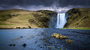 Waterfall In Iceland Wallpaper