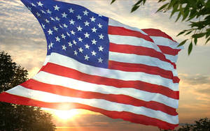 Waving American Flag Flying In The Wind Wallpaper