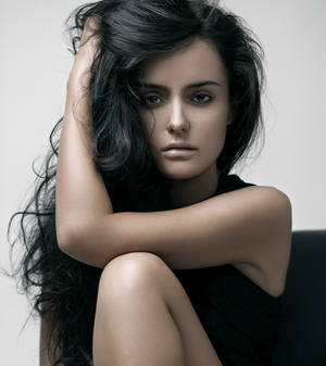 Wavy Black Hair Female Model Wallpaper
