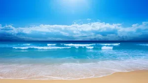 Wavy Shoreline Ocean Desktop Wallpaper