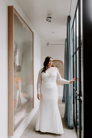Wedding Aesthetic Bride In Window Wallpaper