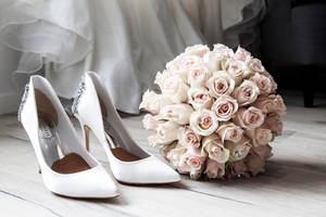 Wedding Bouquet And Shoes Wallpaper