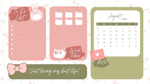 Well-organized Cute Desktop Setup With A Nice Planner Wallpaper