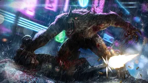 Werewolf And Gunman Fight Wallpaper