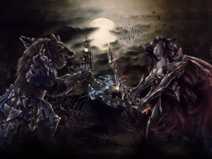 Werewolf And Vampire Battle Wallpaper