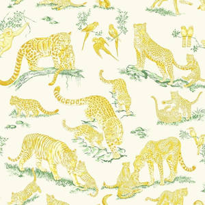 Whimsical Cheetahs In White Wallpaper