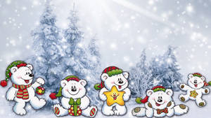 Whimsical Polar Bears In Snow Wallpaper