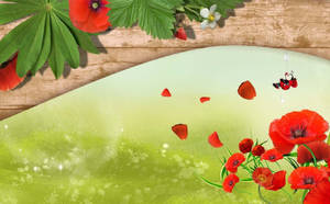 Whimsical Red Flowers Wallpaper