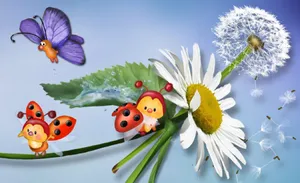 Whimsical White Flowers Wallpaper