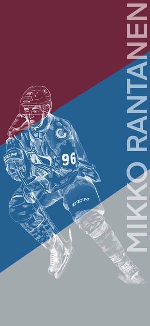 White Abstract Of Mikko Rantanen With Full Name And Team Color Wallpaper