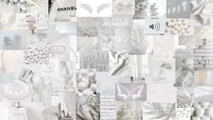 White Aesthetic Laptop Assorted Items Wallpaper
