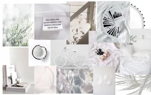 White Aesthetic Laptop With Black Colors Wallpaper