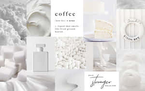 White Aesthetic Laptop With Coffee And Sugar Wallpaper