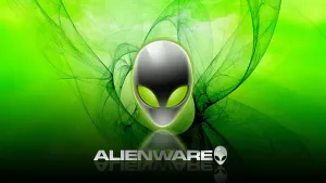 White Alienware In Green Wallpaper