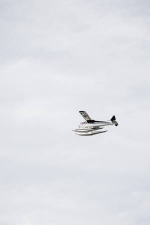 White And Black Small Plane Taking Off Wallpaper