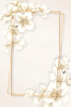 White And Gold Flower Frame Wallpaper