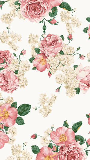 White And Pink Floral Iphone Wallpaper