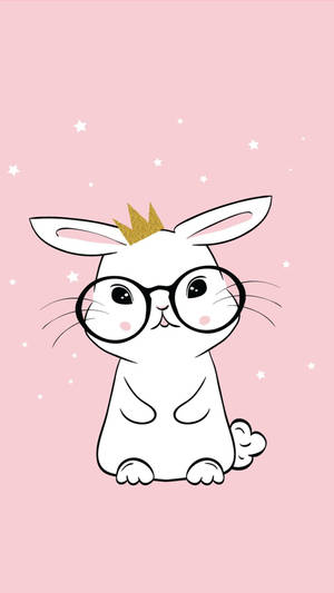 White Bunny In Glasses Wallpaper