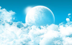 White Cloud Illuminated By Bright Moon Wallpaper