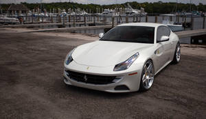 White Ferrari And Yachts Wallpaper