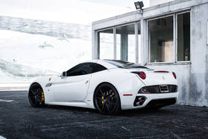 White Ferrari Beside Security Wallpaper