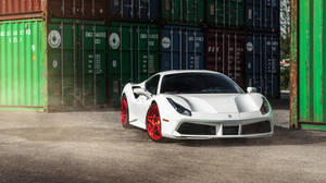 White Ferrari On Depot Wallpaper