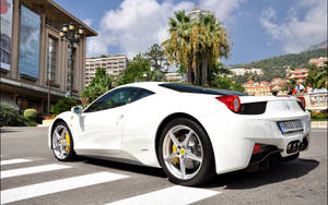 White Ferrari Side View Wallpaper