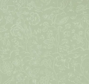 White Floral Swirl Sage Aesthetic Wallpaper