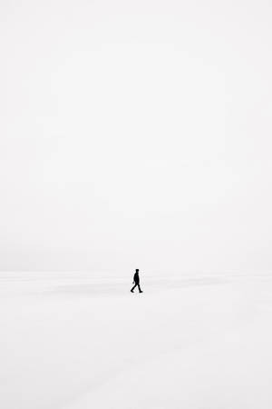 White Full Screen Walking Man Silhouette Wallpaper