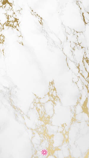 White Gold Marble Flower Wallpaper