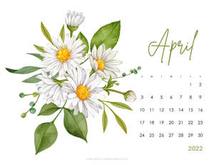 White Green Flower April 2022 Calendar Wallpaper