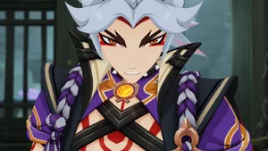 White-haired Itto Genshin Impact Wallpaper