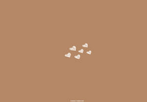 White Hearts On Beige Brown Aesthetic Wallpaper